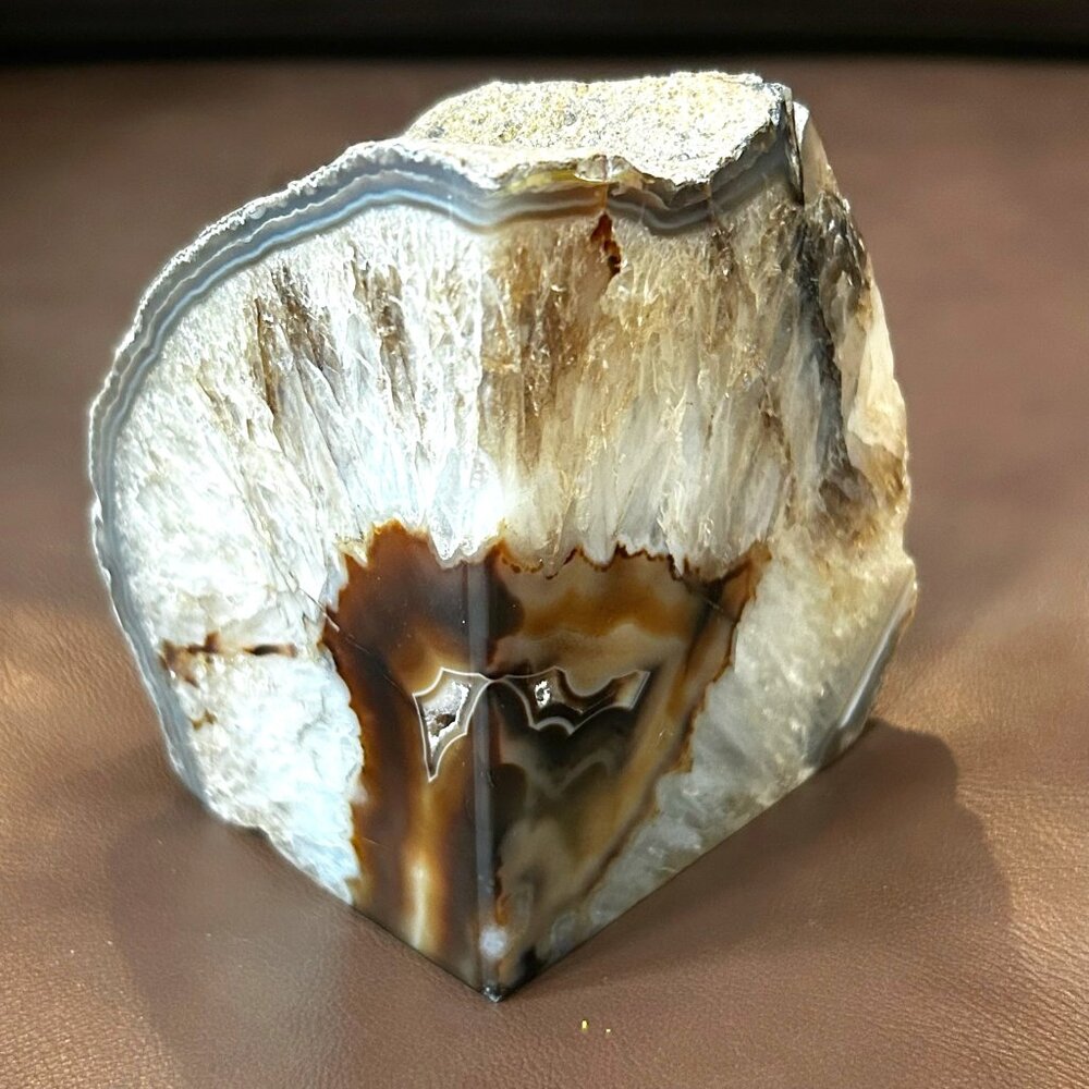 NWT Genuine Brazilian Agate Natural Crystal Gemstone Bookends Paperweight